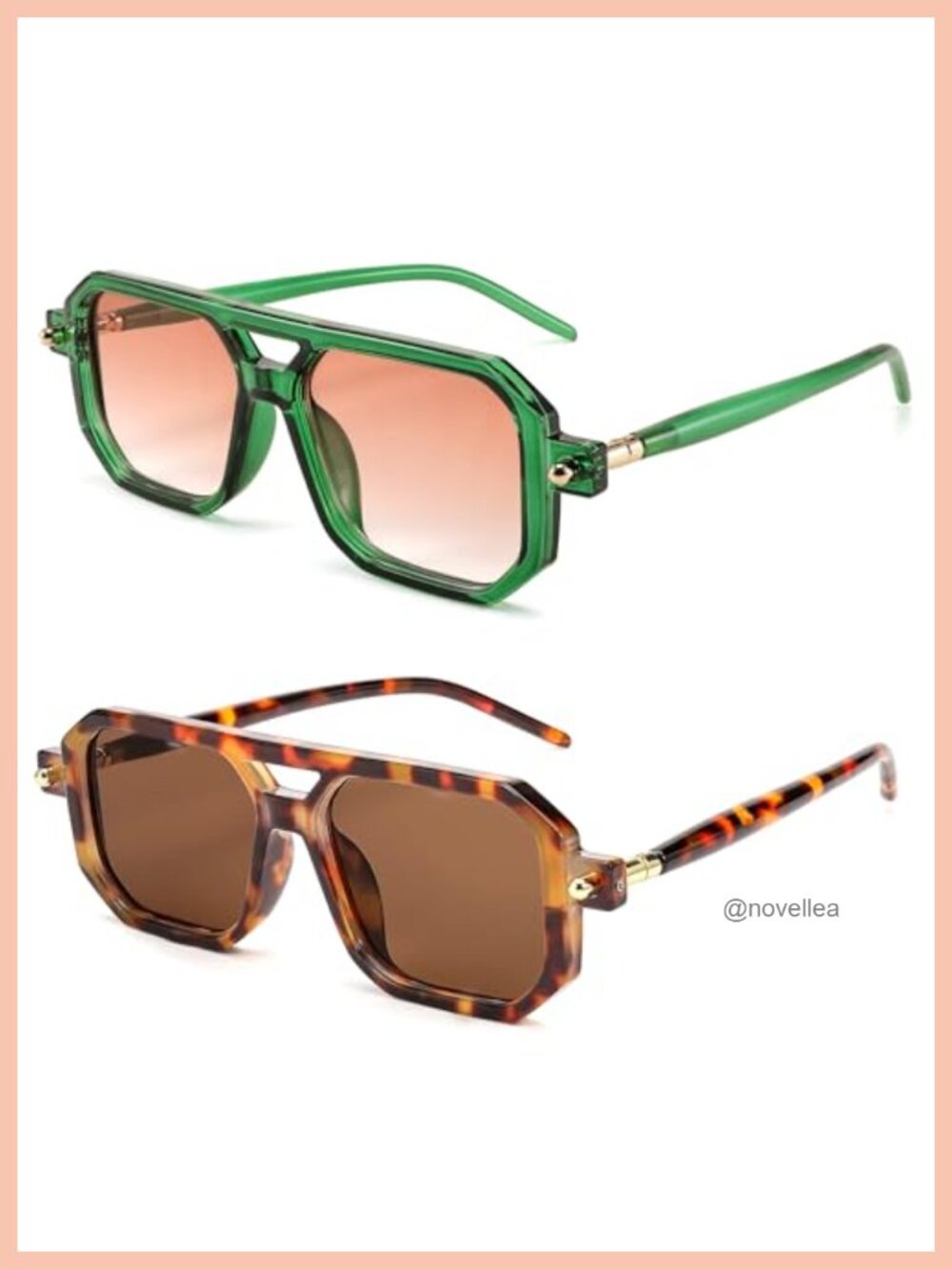 Retro Square Aviator Sunglasses Plastic UV400